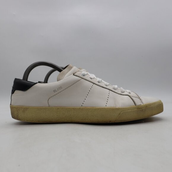SAINT LAURENT Paris SL/06 White Leather Low Top Mens EU Size 41 Sneakers